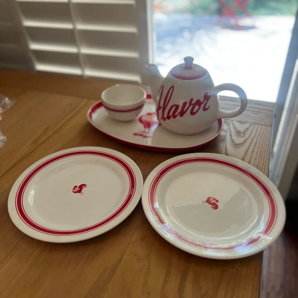 Collectible Vintage Kellogg’s Cereal‎ FLAVOR Tea Pot, Cup, 2 Dinner Plates Cup
